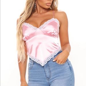💗Pink silk satin top💗 Fashion Nova